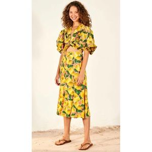Farm Rio Fresh Lemons Midi Skirt